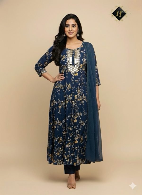 Pure Chinnon Aline Plus Size Anarkali Suits - 3 Pc - Jaipuri Dress