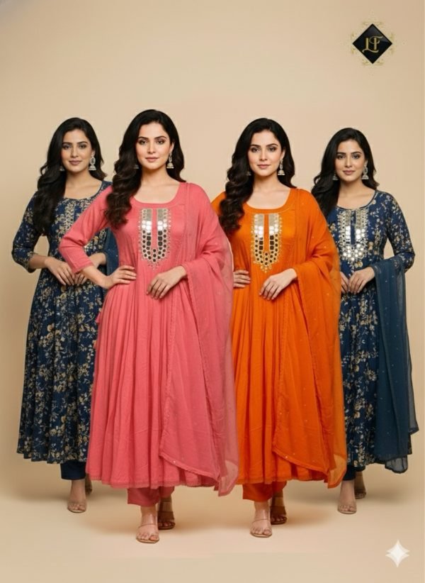 Pure Chinnon Aline Plus Size Anarkali Suits - 3 Pc - Jaipuri Dress