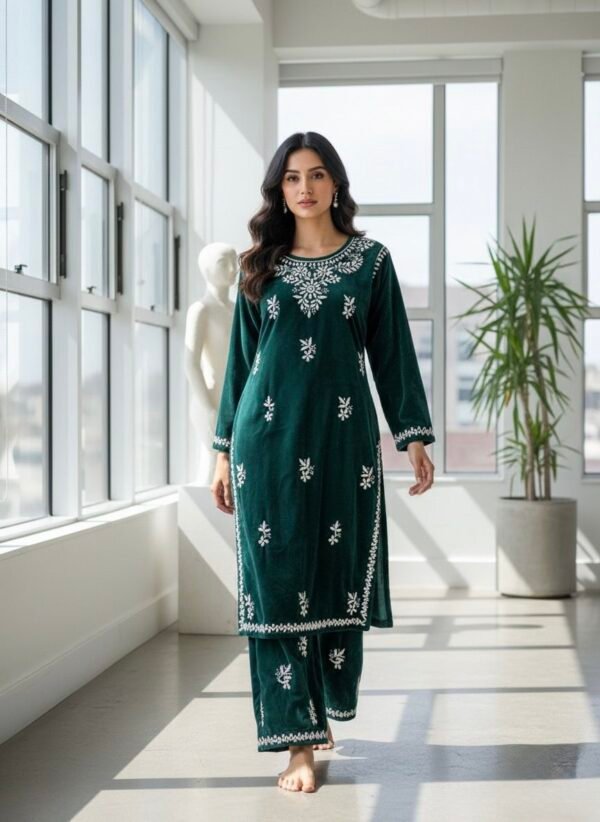 Velvet Chikankari Co-rd Sets (Hand Embroidered)