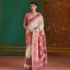 Pashmina Silk Sarees Maple Leaf Print (With Stiched Blouse)