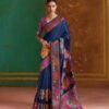 Pashmina Silk Sarees Maple Leaf Print (With Stiched Blouse)