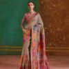 Pashmina Silk Sarees Maple Leaf Print (With Stiched Blouse)