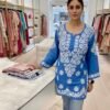 Malmal Chikankari Short Lenght Kurti with White Embroidery - Multiple Colors