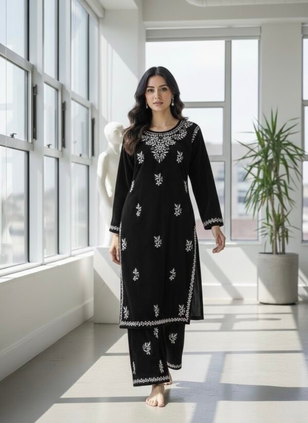 Velvet Chikankari Co-rd Sets (Hand Embroidered)