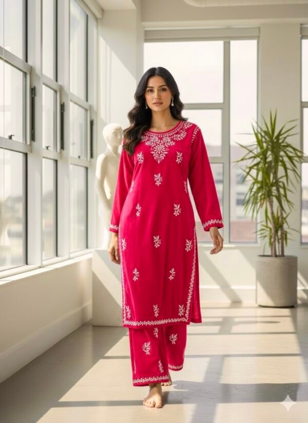 Velvet Chikankari Co-rd Sets (Hand Embroidered)