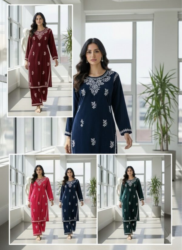 Velvet Chikankari Co-rd Sets (Hand Embroidered)