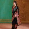 Pashmina Silk Sarees Maple Leaf Print (With Stiched Blouse)