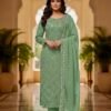 Pakistani Georgette Pearl Work Suit - 3Pc - Rust, Green, Blue