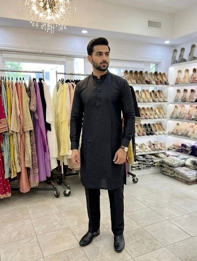 Classic Black Fine Cotton Kurta Pajama