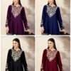 Malmal Short Lenght Kurti with Ariwork Kashmiri Embroidery - Multiple Colors