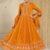 Chinnon Jaipuri Anarkali with Dupatta & Pant -  3Pc - 5 Colors